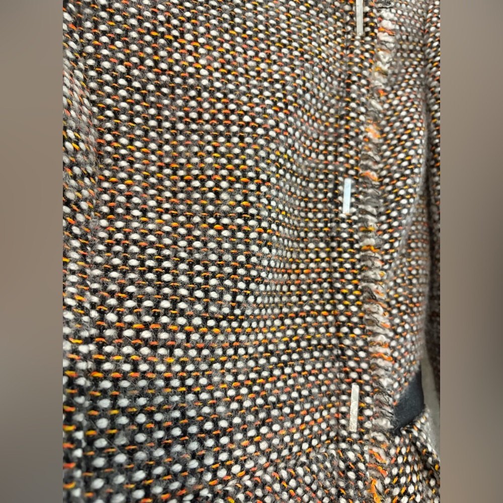Karen Millen Brown Multi-Tone Tweed Peplum Blazer with Fringed Trim - Picture 6 of 7
